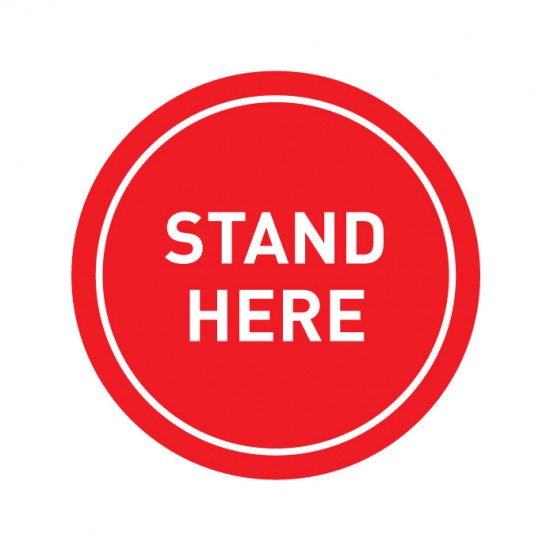 Covid-19 Floor Stand Here Red 26cm 3pcs